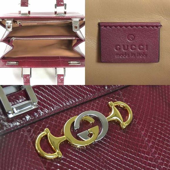Gucci Zumi Small Top Handle Shoulder Bag Python Leather Red - Picture 5 of 5